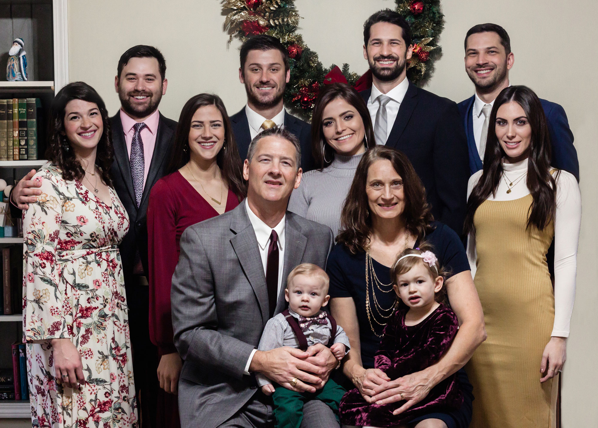 John Haddock (seated) with his family in December 2018.